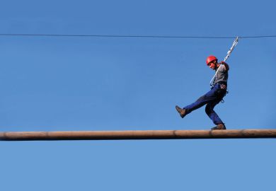 person on high wire to illustrate Germany must fix precarity, says departing Humboldt head