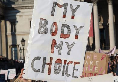 Women's March on London. Banner reading 'My body my choice'.
