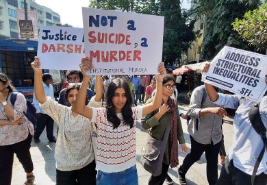 Bombay students, Student Federation of India and other student organizations protest outside IIT Bombay  Bombay students, Student Federation of India and other student organizations protest outside IIT Bombay  to illustrate Caste discrimination on spot after suicide