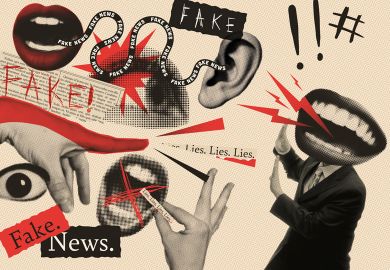 Montage of mouths, ears and eyes with 'Fake news' and 'Lies' on scraps of paper Montage of mouths, ears and eyes with 'Fake news' and 'Lies' on scraps of paper to illustrate Time for quiet leaders to voice HE’s moral mission