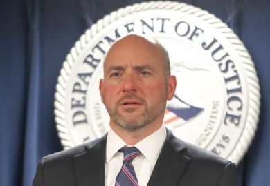  Andrew E. Lelling giving a press conference as this story is about him.