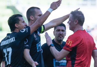 Gestures at the referee as a City player is fouled in Melbourne, Australia as a metaphor for flawed preprints ban ‘not grounds for appeal’