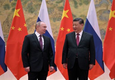 Russian President Vladimir Putin attends a meeting with Chinese President Xi Jinping in Beijing to illustrate When blocs crystallise