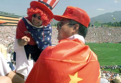 US and China fans talking at the start of the Women's World Cup final to illustrate NSF seeks to tackle foreign partnership fears