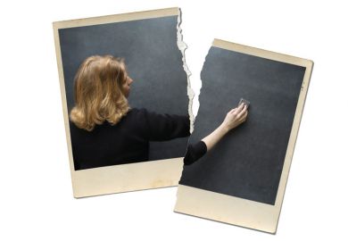 Person rubbing out on a black board, image ripped in half Person rubbing out on a black board, image ripped in half to illustrate Leaving is a long, emotional affair, but I’m glad I quit academia