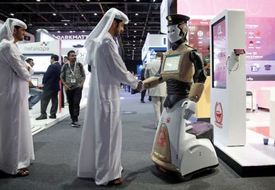 shake hands with robot