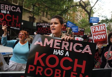 Activists hold a protest near the Manhattan apartment of billionaire and Republican financier David Koch Activists hold a protest near the Manhattan apartment of billionaire and Republican financier David Koch as mentioned that the University of Austin has links to the Knoch brothers