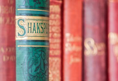 William Shakespeare books on bookshelf