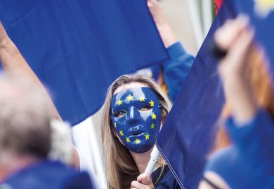 Woman in EU mask