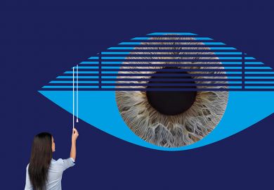 Woman pulling blind down over an eye