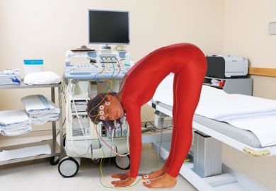 Woman wearing red catsuit Woman wearing red catsuit