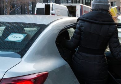 Woman getting into Uber