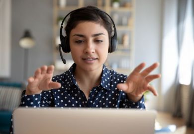 Woman holds conversation online