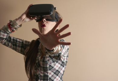 Woman using virtual reality headset