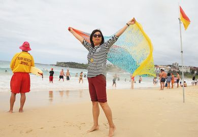 A woman on an Australian beach A woman on an Australian beach