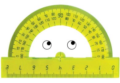 Yellow ruler with eyes looking up