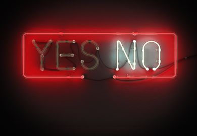 Yes or No sign made from neon alphabet on a black background