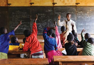 Young children being taught in classroom, Thika, Kenya