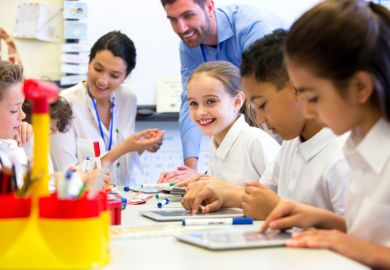 Young children learning in primary school lesson