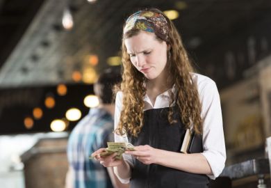 Young woman with little money