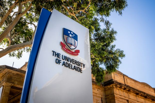 30 December 2018, Adelaide South Australia  Sign of the entrance of Adelaide University with logo
