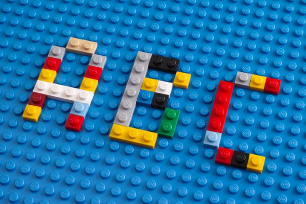 ABC spelled in Lego bricks ABC spelled in Lego bricks