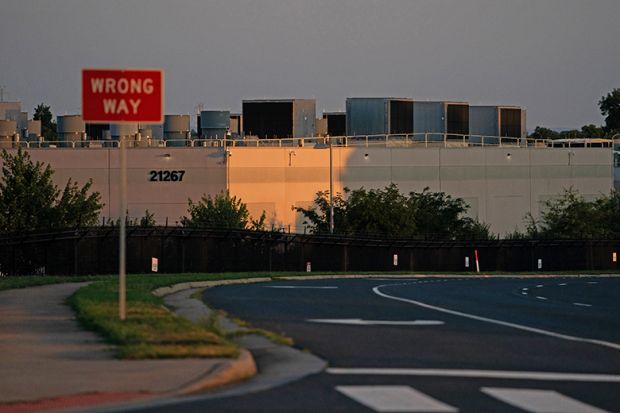 An Amazon Web Services data centre in Ashburn, Virginia, US, 2024. Data centre developers are asking for as much power as several nuclear reactors can generate, in the latest sign of how artificial intelligence is helping drive up electricity demand.