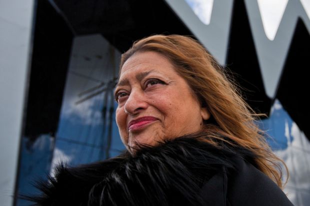 Architect Zaha Hadid outside The Riverside Museum, Glasgow Architect Zaha Hadid outside The Riverside Museum, Glasgow