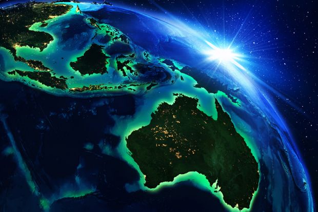 Asia-Pacific region at night