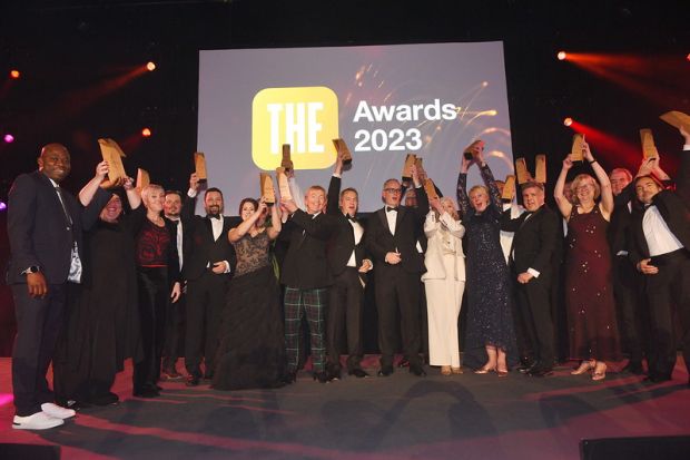 THE Awards 2023 winners on stage