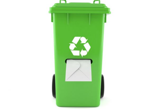 istock Dustbin with letter Dustbin with envelope inside