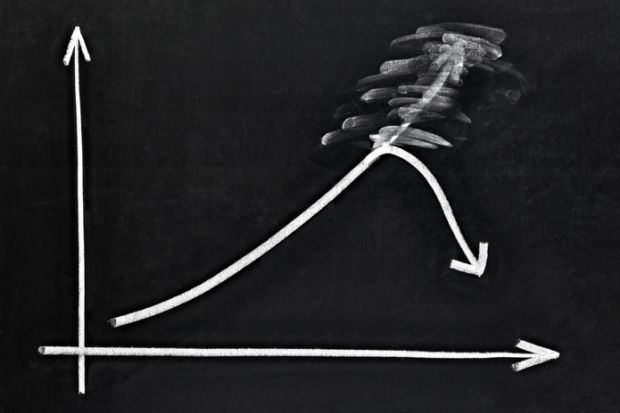 A graph on a blackboard turns downwards A graph on a blackboard turns downwards