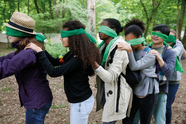 Blindfolded people Blindfolded people