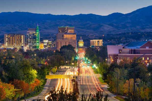 Boise, Idaho, USA downtown cityscape at twilight