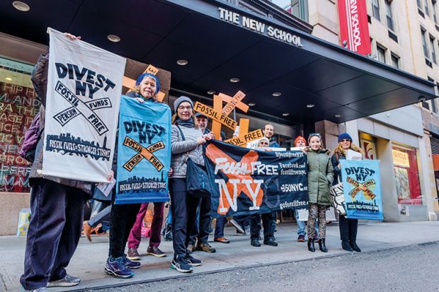Protest on divestment from fossil fuels