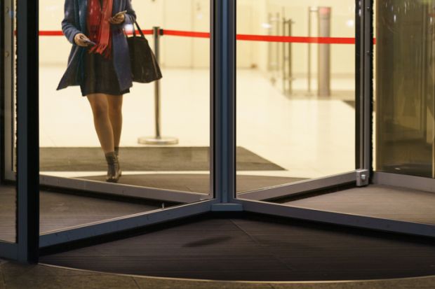 Business woman leaving the office