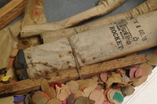 Confetti and rockets from 1897 Cambridge protest