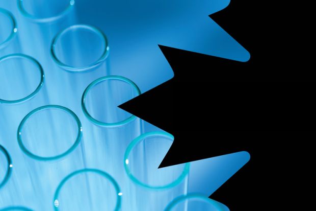 Canadian maple leaf and laboratory test tubes