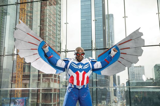 black man dressed as Captain America black man dressed as Captain America