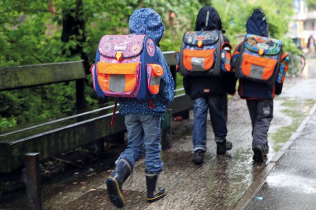 Children walking to school, Berlin, Germany Children walking to school, Berlin, Germany