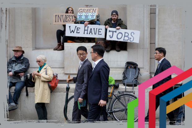 Asian businessmen look at environmental activists protesting about Climate Change during the blockade outside the Bank of England in the heart of the capital's financial district Asian businessmen look at environmental activists protesting about Climate Change during the blockade outside the Bank of England in the heart of the capital's financial district