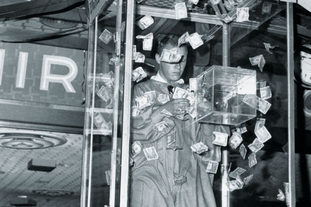 Collecting money in the "Whirlwind of Money" game Collecting money in the "Whirlwind of Money" game