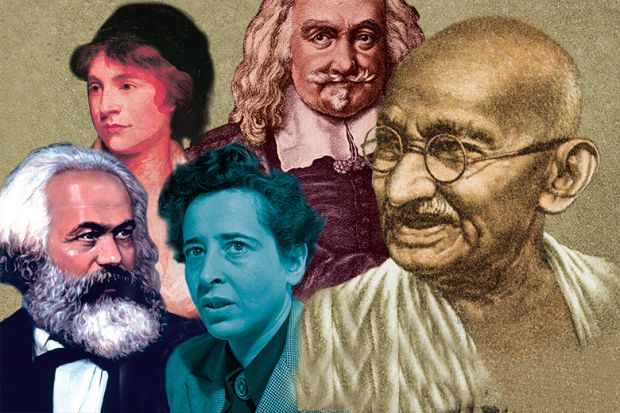 Montage of portraits of Karl Marx, Mary Wollstonecraft, Thomas Hobbes, Gandhi and Hannah Arendt Montage of portraits of Karl Marx, Mary Wollstonecraft, Thomas Hobbes, Gandhi and Hannah Arendt illustrating review of ‘Confronting Leviathan: A History of Ideas’ By David Runciman