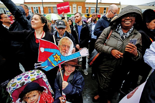 Supporters of Britain’s opposition Labour party campaign in Southall, London
