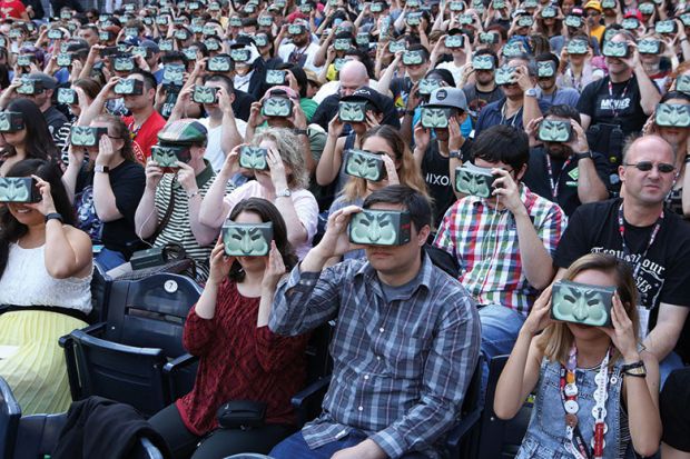 Crowd with VR headsets Crowd with VR headsets