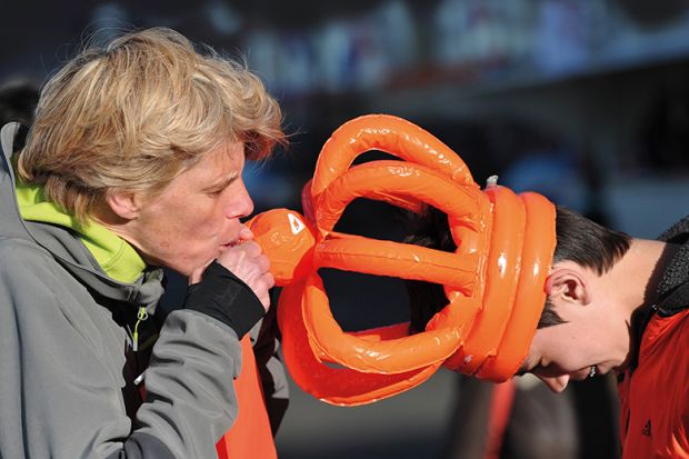 Orange inflatable crown