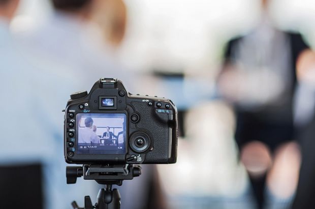 Digital video camera recording lecture