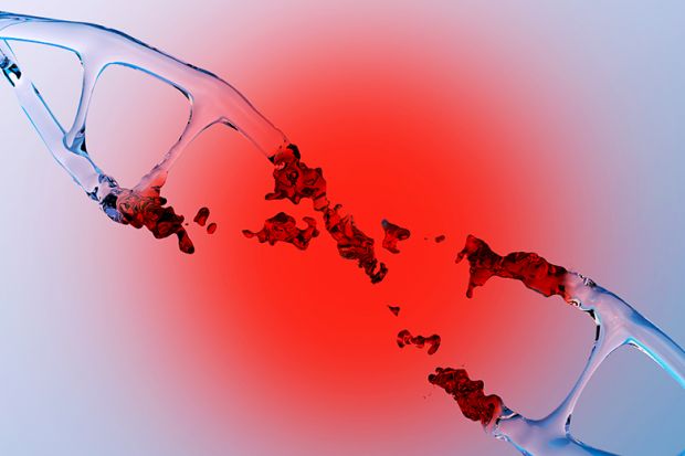 Human DNA structure with glass helix destroyed, to illustrate possible cuts to QR funding.