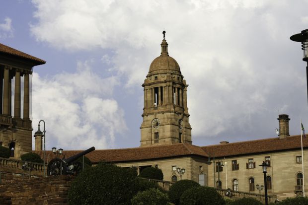 Eastern clock tower and buildings of the Union Buildings, Pretoria, South Africa Eastern clock tower and buildings of the Union Buildings, Pretoria, South Africa