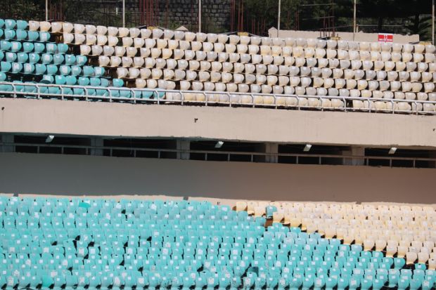 empty Cricket Stadium arena with a stadium in a row in Himachal Prdaesh
